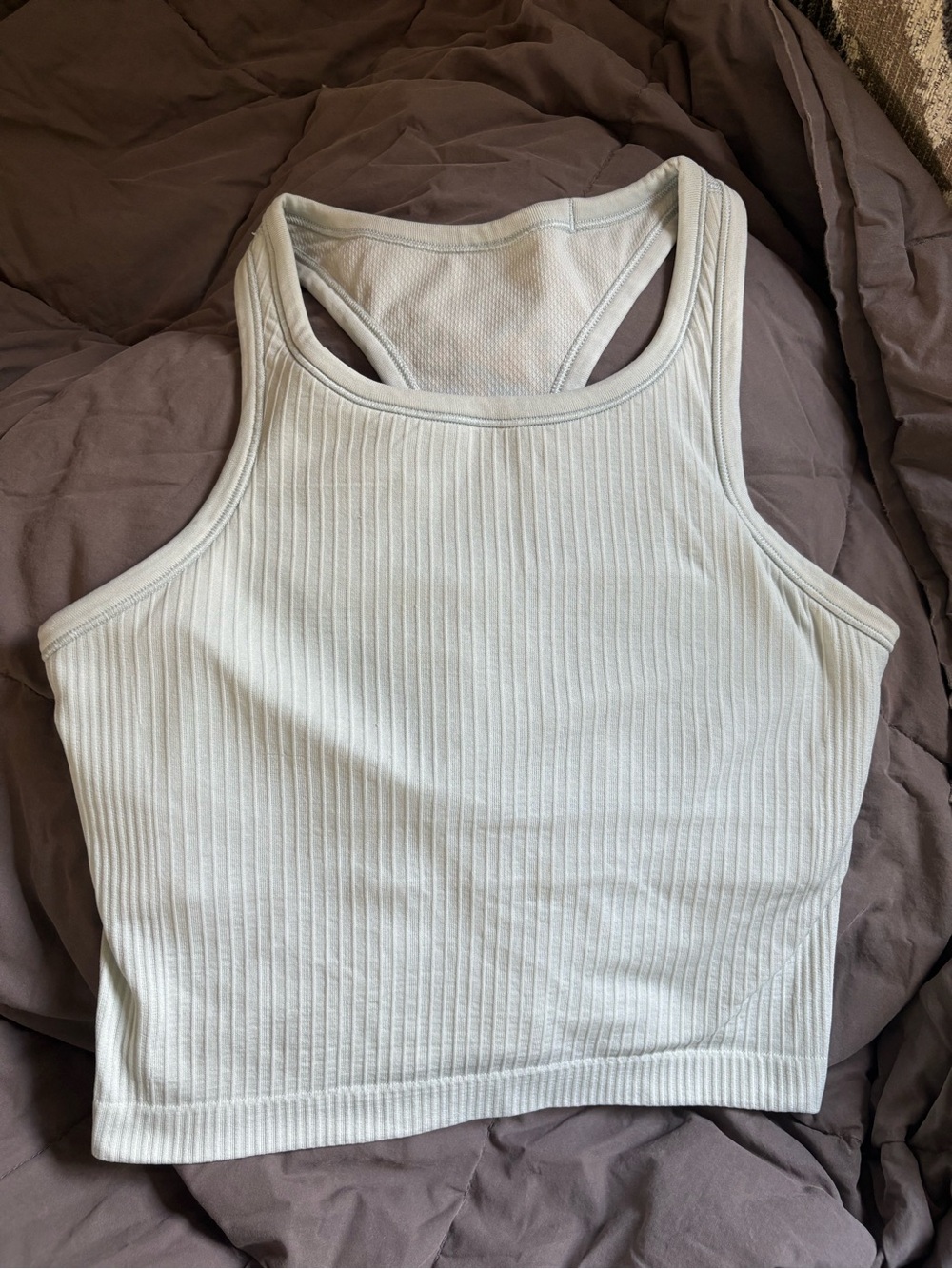 lululemon athletica Ribbed Racerback Crop Tank - Light Blue / Ice